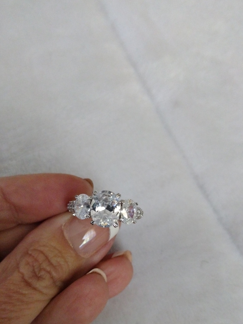 Classic Three-Stone Silver Cubic Zirconia Ring in Clear